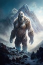 Yeti in the mountains in fog - Ki