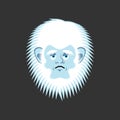 Yeti sad emoji. Abominable snowman melancholy avatar. Bigfoot wa Royalty Free Stock Photo