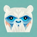 Yeti serious muzzle on a turquoise background. Flat illustration. Digital illustration based on render by neural network Royalty Free Stock Photo