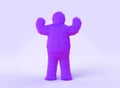 Yeti standing with hands up 3d render. Bigfoot character, cartoon hairy man in fluffy costume, strong monster scary on