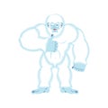 Yeti thumbs up. Bigfoot winks emoji. Abominable snowman cheerful