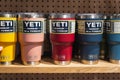 Yeti tumblers on store shelf Royalty Free Stock Photo