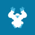 Yeti yoga. Bigfoot yogi. Abominable snowman relaxation and cognition. Vector illustration