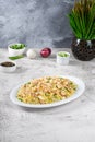 Yeung Chow Mixed Fried Rice with Shrimp Egg Onion Scallions Traditional Chinese Cuisine Food Royalty Free Stock Photo