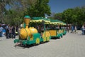 YEYSK, KRASNODAR / RUSSIA - MAY 01, 2017: cheerful children`s locomotive in the Park