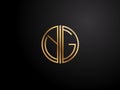 YG Initial circle shape Gold color later Logo Design