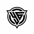 YG logo with triangle shape and circle with outline rounded design template Royalty Free Stock Photo