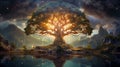 Yggdrasil Tree Of Life. World Tree. Viking Giant Tree Of Norse And Pagan Mythology. Generative AI