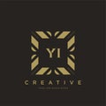 YI initial letter luxury ornament monogram logo template vector Royalty Free Stock Photo
