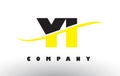 YI Y I Black and Yellow Letter Logo with Swoosh.