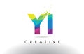 YI Y I Colorful Letter Origami Triangles Design Vector.