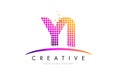 YI Y I Letter Logo Design with Magenta Dots and Swoosh