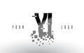 YI Y I Pixel Letter Logo with Digital Shattered Black Squares