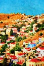 Yialos village, Symi island Royalty Free Stock Photo