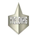 Yielding metallic emblem with sharp edges and text Royalty Free Stock Photo