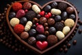 Yin yang arrangement with heart shaped chocolates, valentine, dating and love proposal image Royalty Free Stock Photo