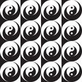 Yin-yang background design in black and white colors. Yin yang Eastern philosophy concept seamless pattern.