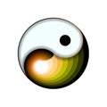 Yin and yang button icon isolated on white background. Spiritual relaxation of modern metallic cosmic for yoga meditation. For