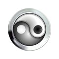 Yin and yang button icon in silver, metal frame. Vector illustration Eps 10. For design and decoration, ui or app. Spiritual