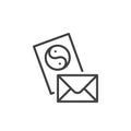 Yin Yang card and envelope line icon