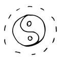 Yin and yang circle vector line isolated icon.
