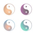 Yin Yang colourful set, symbol of dualism in ancient Chinese philosophy. Logo, icon template