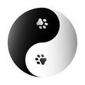 Yin yang with dog paws, Symbol of harmony and balance Royalty Free Stock Photo