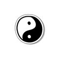 Yin yang doodle icon, vector sticker illustration