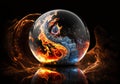 Yin-Yang with fire and water Royalty Free Stock Photo