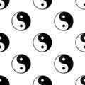 Yin and Yang Flat Symbol Seamless Pattern