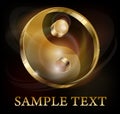 Yin yang gold symbol on black Royalty Free Stock Photo