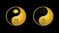 Yin-Yang gold symbol brain and heart human parts