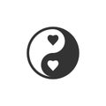 Yin Yang heart icon. Vector illustration, flat design Royalty Free Stock Photo