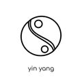 Yin Yang icon. Trendy modern flat linear vector Yin Yang icon on