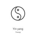 yin yang icon vector from therapy collection. Thin line yin yang outline icon vector illustration. Linear symbol for use on web