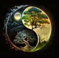 Yin and yang icon.Yinyang symbol.Taoism or Daoism sign.Logo of meditation, karma, buddhism.