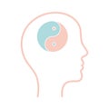 Yin yang inside human head line style icon vector design Royalty Free Stock Photo