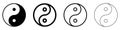 Yin Yang linear symbols. Religion symbol of Taoism. Vector illustration Royalty Free Stock Photo