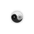 Yin and yang logo, 3d shape Chinese culture symbol balance between good and bad. Glass material design two opposing and