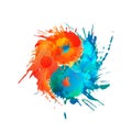 Yin and Yang made of colorful splashes