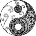 Mandala Yin yang symbol for engraving, printing, laser cut, paper cut or coloring page.