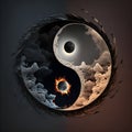 Yin Yang moon eclipse graphic decorative design