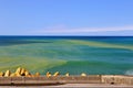 Yin and Yang Sea, a unique blue and yellow colored sea at shuinandong in Taipei