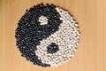 Yin Yang Sign with Black Beans and White Kidney Beans