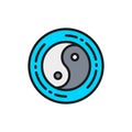 Yin yang sign, chinese symbol flat color line icon. Royalty Free Stock Photo