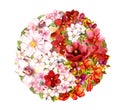 Yin yang sign with flowers. Floral form yinyang. Watercolor Royalty Free Stock Photo