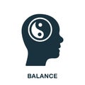 Yin Yang Sign in Human Head Silhouette Icon. Balance, Peace, Wellness, Harmony Glyph Pictogram. Meditation for Mental Royalty Free Stock Photo