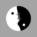 The yin yang sign of a lizard on a black and white background. The infinity of time Royalty Free Stock Photo