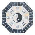 Yin yang sign on old tiled