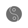 Yin yang sign, traditional chinese symbol grey icon. Royalty Free Stock Photo